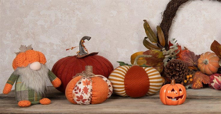 Collection of pumpkin themed decorations