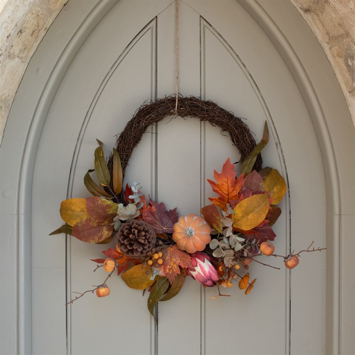 autumnal wreath on front door