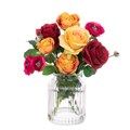 Faux Roses & Ranunculus in Ribbed Vase alternative image