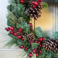 Prelit Pine Wreath with Cones and Berries alternative image