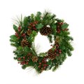 Prelit Pine Wreath with Cones and Berries alternative image