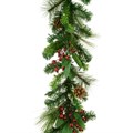 Prelit Pine Garland with Cones and Berries alternative image