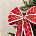 Large Clip On Christmas Tree Bow with Leaves - Red alternative image