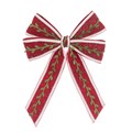 Large Clip On Christmas Tree Bow with Leaves - Red alternative image