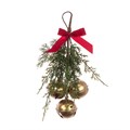 Hanging Metal Christmas Bells With Bow - Gold alternative image