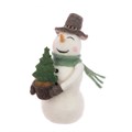 Felt Snowman Figurine Holding Tree alternative image