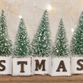 Wood Christmas Tabletop Sign with Bristle Trees alternative image