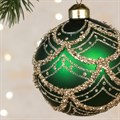 Set of 3 Glass Glitter Tallula Baubles - Green alternative image