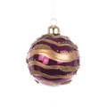 Glass Hanna Bauble with Gold Waves - Plum alternative image