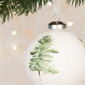 Set of 3 Glass Fir Tree Baubles - White alternative image