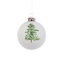 Set of 3 Glass Fir Tree Baubles - White alternative image