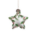 Set of 3 Glass Star with Holly Hanging Decoration alternative image