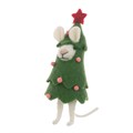 Felt Mouse in Christmas Tree Costume Figurine alternative image