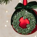 Large Glass Christmas Wreath Bauble with Bow alternative image