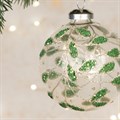 Glass Riley Glitter Leaves Bauble alternative image