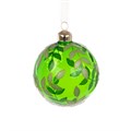 Set of 3 Glass Raya Leaves Baubles - Green alternative image