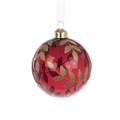 Set of 3 Glass Raya Leaves Baubles - Plum alternative image