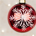 Set of 3 Glass Snowflake Baubles - Red alternative image