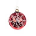 Set of 3 Glass Snowflake Baubles - Red alternative image