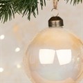 Set of 3 Glass Leyla Irridescent Baubles - Cream alternative image