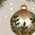 Glass Nayla Bauble with Felt Leaves - Gold/Green alternative image