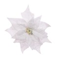 Set of 3 White Frosted Poinsettia Clip Decorations alternative image