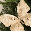 Clip on Metallic Beaded Butterfly - Gold alternative image