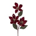 Glitter Velvet Magnolia Spray - Dark Red/Gold alternative image