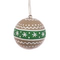 Papier Mache Zig Zag Bauble - Natural/Green alternative image