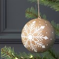 Papier Mache Snowflake Bauble - Natural/White alternative image