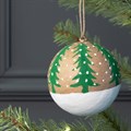 Papier Mache Christmas Tree Bauble - Natural/Green alternative image