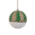 Papier Mache Christmas Tree Bauble - Natural/Green alternative image