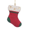 Hanging Papier Mache Stocking Decoration Red/White alternative image