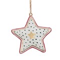 Hanging Papier Mache Star Decoration - White/Green alternative image