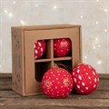 Box of 4 Papier Mache Baubles - Red/Gold alternative image