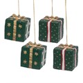 Box of 4 Hanging Papier Mache Presents Green/Gold alternative image