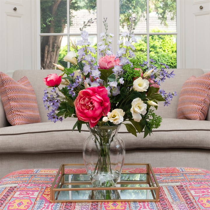 Faux Peony & Lisianthus in Vase