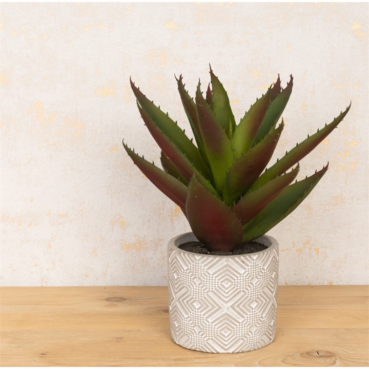 Faux Aloe in Geometric Pot