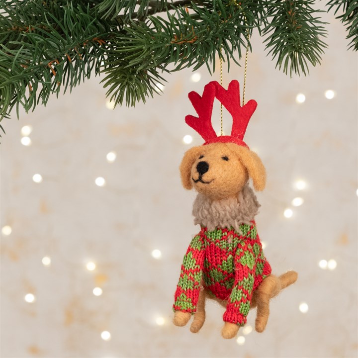 Felt Labrador with Christmas Jumper Decoration