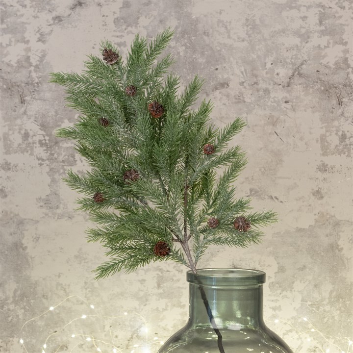 Frosted Pine Spray with Cones