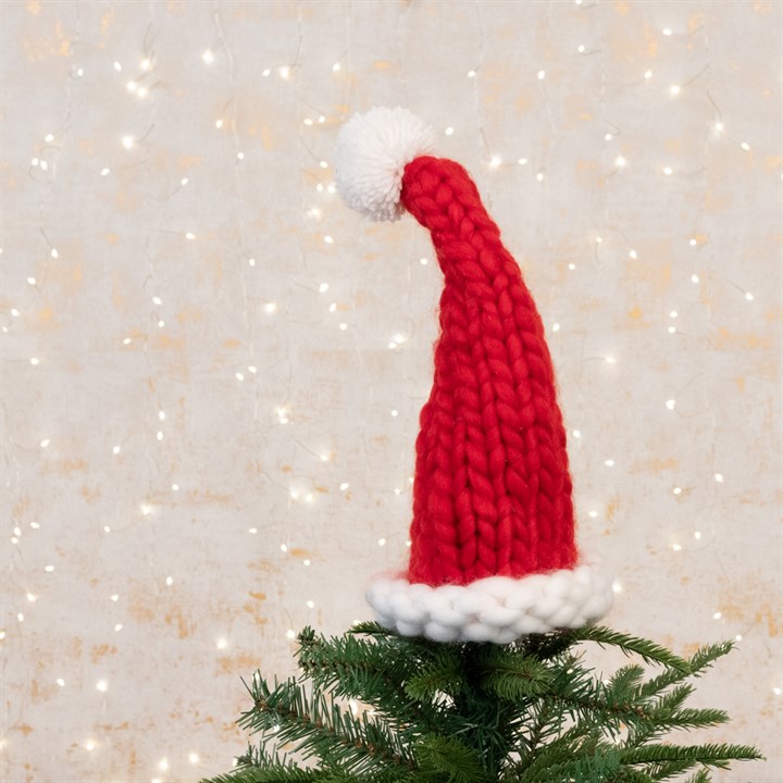 Knitted Santa Hat Tree Topper