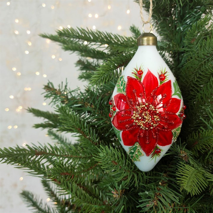 Glass Lottie Poinsettia Finial