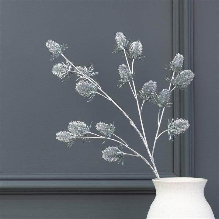 Metallic Thistle Spray - Silver