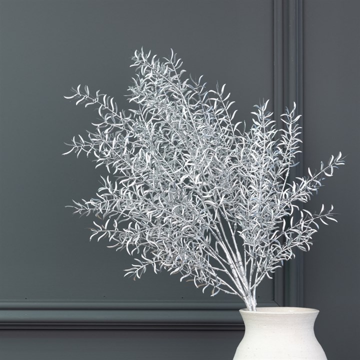 Metallic Asparagus Fern Bundle - Silver