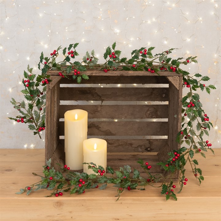 Delicate Holly Garland with Berries