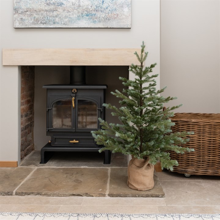 Floorstanding Faux Pine Tree In Burlap 125cm