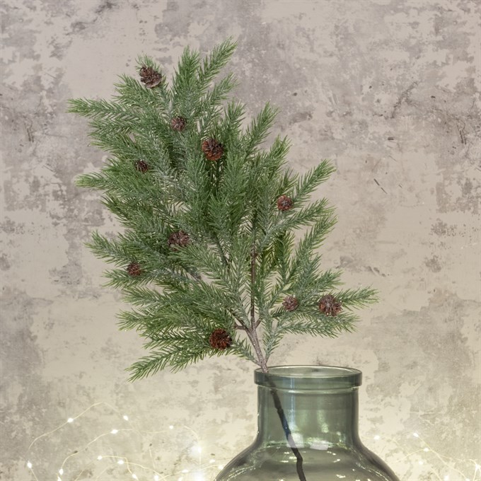 Frosted Pine Spray with Cones