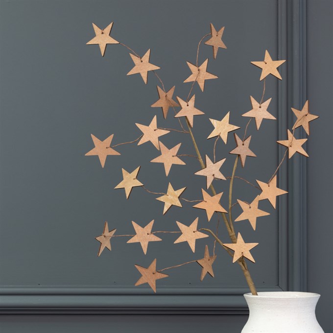 Wooden Star Spray - Natural