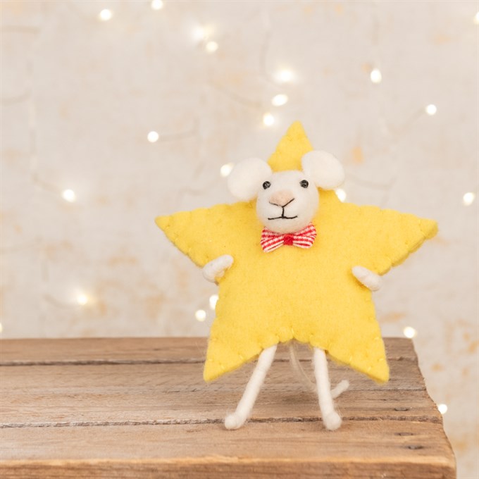 Felt Mouse in Christmas Star Costume Figurine