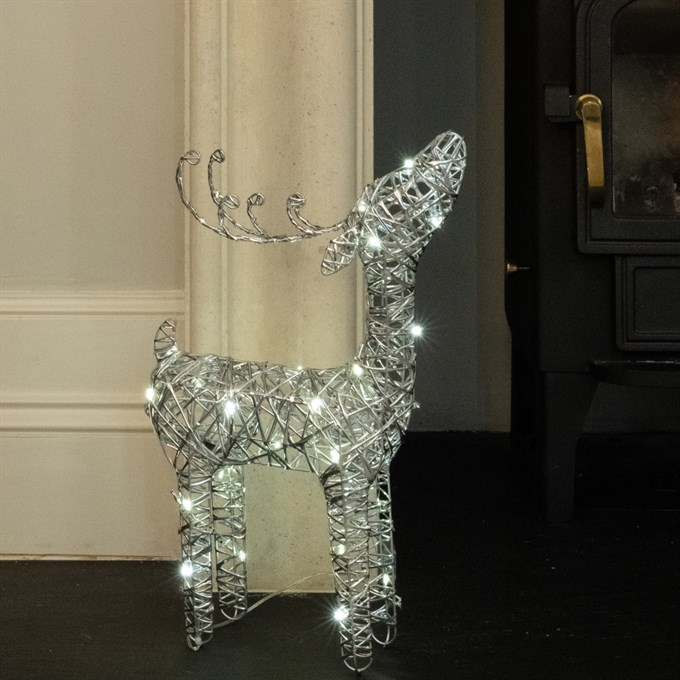 LED Wire Frame Deer Figure - Silver